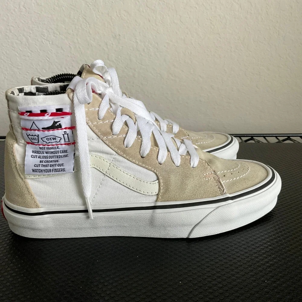 Vans Sk8-Mid Reissue Deconstructed Marshmallow Tan Checkerboard Mens 7 Shoes
